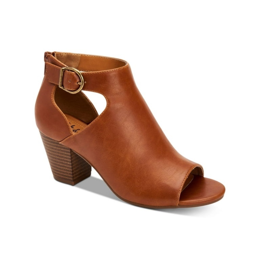 STYLE & COMPANY Womens Brown Side Cut-Outs Buckle Accent Cushioned